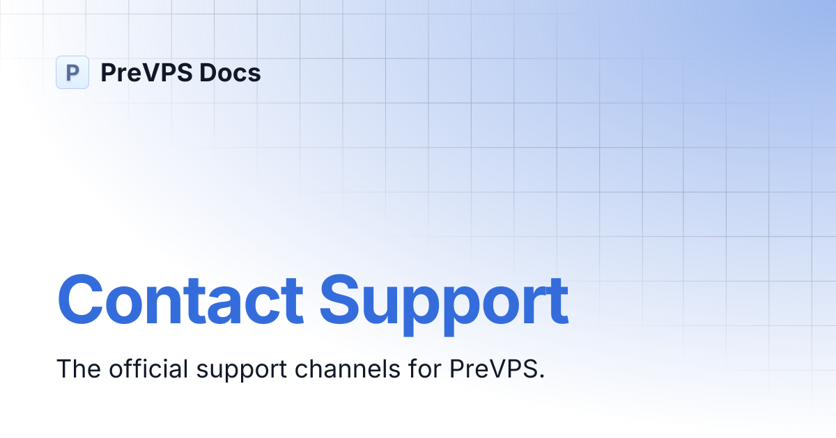Contact Support | PreVPS Docs